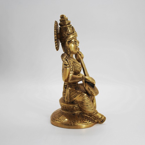 Maa Saraswati Brass statue Idol Showpiece Figurine (6.5 x 3)